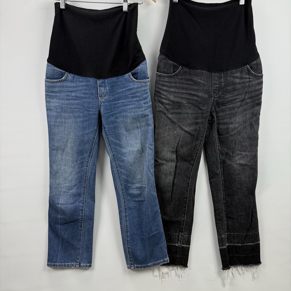 Hatch‎ Maternity Over-Belly Jeans Lot of 2 Blue & Black Size 26/27